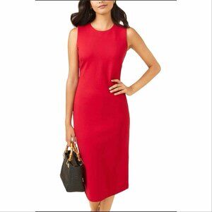 J. McLaughlin Devonshire Midi Stretch Sheath Dress Red Bainbridge Cloth